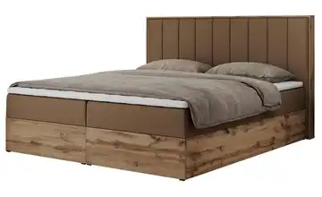 Boxbett mit Bettkasten 140x200 cm H3 Braun Kunstleder