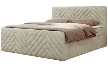 Boxbett mit Bettkasten 140x200 cm Creme Samt H4