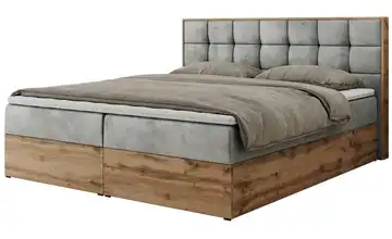 Boxbett mit Bettkasten 120x200 cm H4 Silbergrau Samt