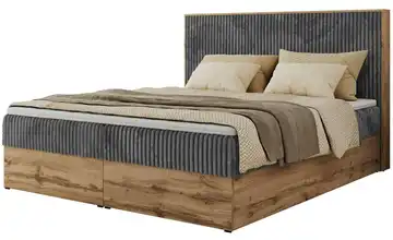 Boxbett mit Bettkasten 140x200 cm H3 Dunkelgrau, Eiche Artisan (Nachbildung) Cordstoff
