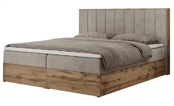 Boxbett mit Bettkasten 200x200 cm H4 Webstoff Beige