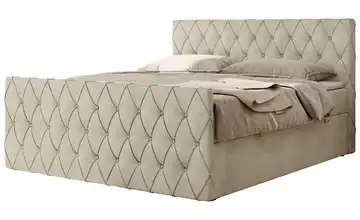 Boxspringbett mit Bettkasten 120x200 cm H3 Creme Samt