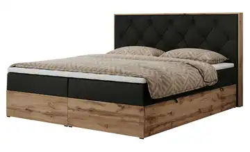 Boxbett mit Bettkasten 140x200 cm H3 Schwarz Kunstleder