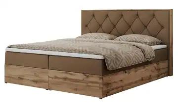 Boxbett mit Bettkasten Braun H4 200x200 cm Kunstleder