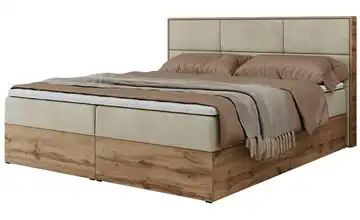 Boxbett mit Bettkasten Samt Creme H3 200x200 cm