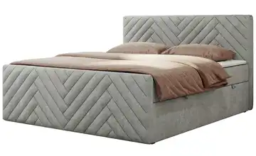 Boxbett mit Bettkasten 140x200 cm Hellgrau Webstoff H4