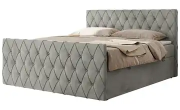 Boxspringbett mit Bettkasten 160x200 cm H3 Silbergrau Samt