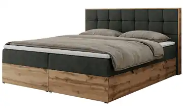 Boxbett mit Bettkasten Dunkelgrau H4 200x200 cm Webstoff