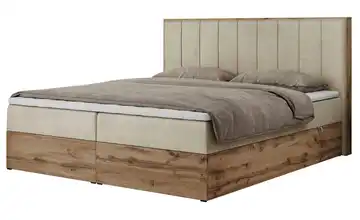 Boxbett mit Bettkasten 140x200 cm H3 Creme Samt