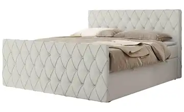 Boxspringbett mit Bettkasten 120x200 cm H3 Weiß Kunstleder