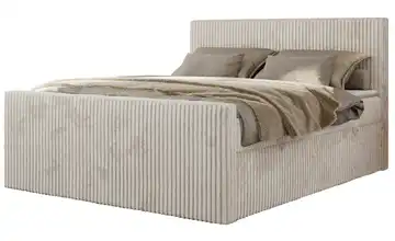 Boxbett mit Bettkasten Polsterbett 160x200 Beige 164 cm 160x200 cm H3 Beige