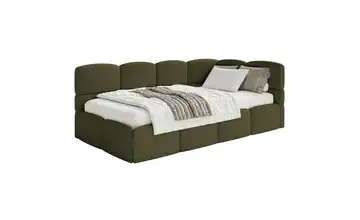 Selsey Polsterliege mit Bettkasten Kopfteil rechts Olivgrün ohne Matratze