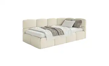 Selsey Polsterliege mit Bettkasten Kopfteil rechts Hellbeige ohne Matratze
