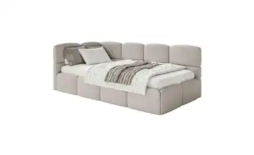 Selsey Polsterliege mit Matratze und Bettkasten Kopfteil links Greige mit Matratze