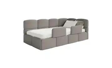 Selsey Polsterliege mit Rausfallschutz Rausfallschutz rechts ohne Matratze Grau