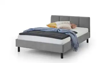 Polsterbett in grau Grau Schwarz 126 cm 120x200 cm