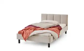 Polsterbett in beige Beige Schwarz 146 cm 140x200 cm