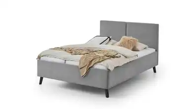 Polsterbett in grau Grau 140x200 cm 146 cm Schwarz