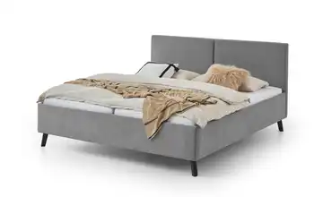Polsterbett in grau Grau 180x200 cm 186 cm Schwarz