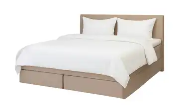 Boxspringbett 180x200 in beige 180 cm Velours Beige