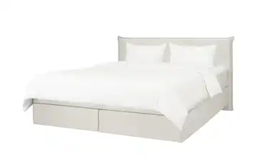 Boxspringbett 180 cm Webstoff Creme