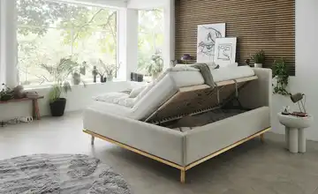 Musterring Polsterbett mit Bettkasten Delphi Cord Beige Ohne Matratze 180 cm