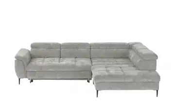 Twist Ecksofa Denver rechts Erweiterte Funktion Silbergrau