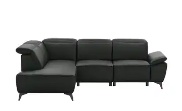 Primo Ecksofa Belfast Schwarz Erweiterte Funktion links Leder