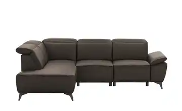 Primo Ecksofa Belfast links Leder Dunkelbraun Erweiterte Funktion