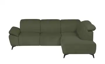 Primo Ecksofa Belfast Dunkelgrün Erweiterte Funktion rechts Flachgewebe