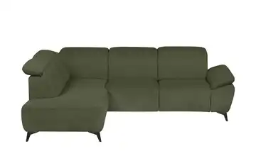 Primo Ecksofa Belfast Dunkelgrün Grundfunktion links Flachgewebe