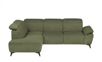 Primo Ecksofa Belfast Dunkelgrün Grundfunktion links Flachgewebe