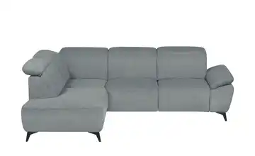 Primo Ecksofa Belfast Stahlgrau Grundfunktion links Flachgewebe