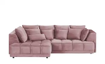 Twist Ecksofa Tiga Rosé links ohne Mikrofaser in Velours-Optik