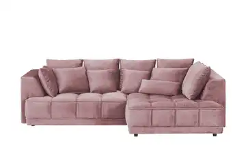 Twist Ecksofa Tiga Rosé rechts ohne Mikrofaser in Velours-Optik