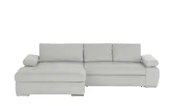smart Ecksofa Ibby Flachgewebe fein links Silbergrau