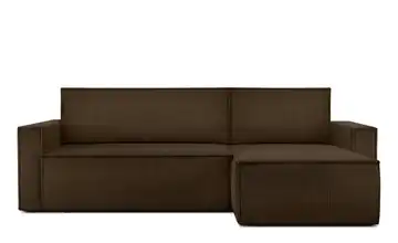 KONSIMO Ecksofa Schmale Armlehnen 246 cm Dunkelbraun
