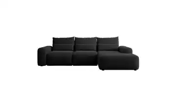 Ecksofa mit Schlaffunktion Schwarz rechts
