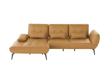 vito Ecksofa aus Leder Ticona links Erweiterte Funktion Senfgelb