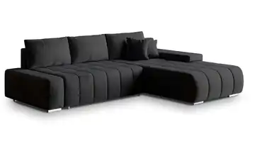 MASSENO Ecksofa mit Schlaffunktion Alese Schwarz rechts