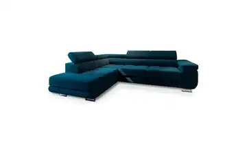 MASSENO Ecksofa mit Schlaffunktion Selva Cyanblau links