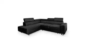 MASSENO Ecksofa mit Schlaffunktion Nola links Schwarz