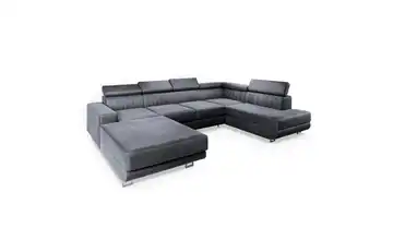 MASSENO Wohnlandschaft mit Schlaffunktion Siena rechts Grau