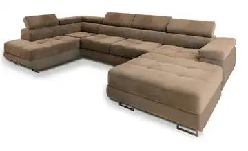 MASSENO Wohnlandschaft mit Schlaffunktion Casone Beige links