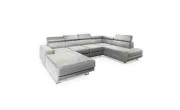 MASSENO Wohnlandschaft mit Schlaffunktion Siena rechts Hellgrau