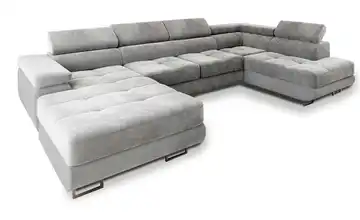 MASSENO Wohnlandschaft mit Schlaffunktion Casone Hellgrau rechts