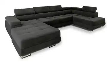 MASSENO Wohnlandschaft mit Schlaffunktion Casone Schwarz rechts