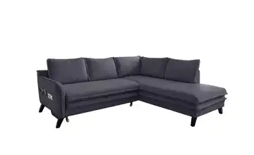 Miuform Ecksofa mit Schlaffunktion Charming Charlie Anthrazit rechts