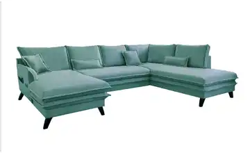 Miuform Wohnlandschaft mit Schlaffunktion Charming Charlie Pastellblau rechts