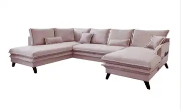 Miuform Wohnlandschaft mit Schlaffunktion Charming Charlie links Altrosa